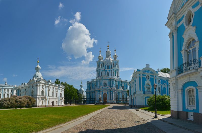 санкт-петербург, смольный монастырь, растрелли Синий полдень фото превью
