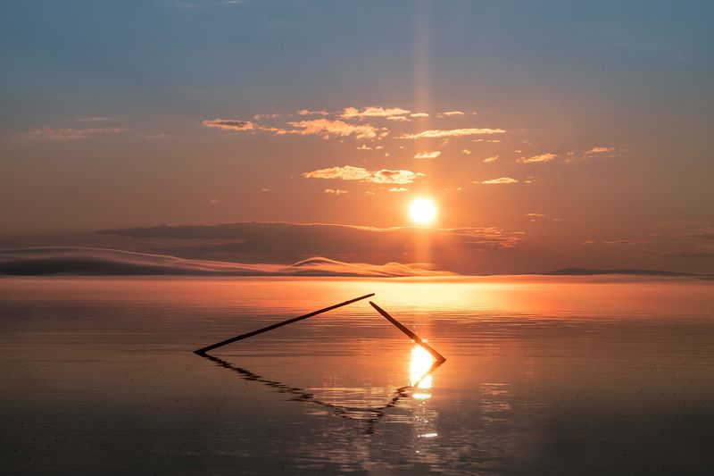 закат, восход, озеро, берег, пейзаж Богучанский дзен фото превью