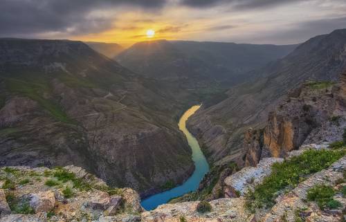 Сулакский каньон. Закат.