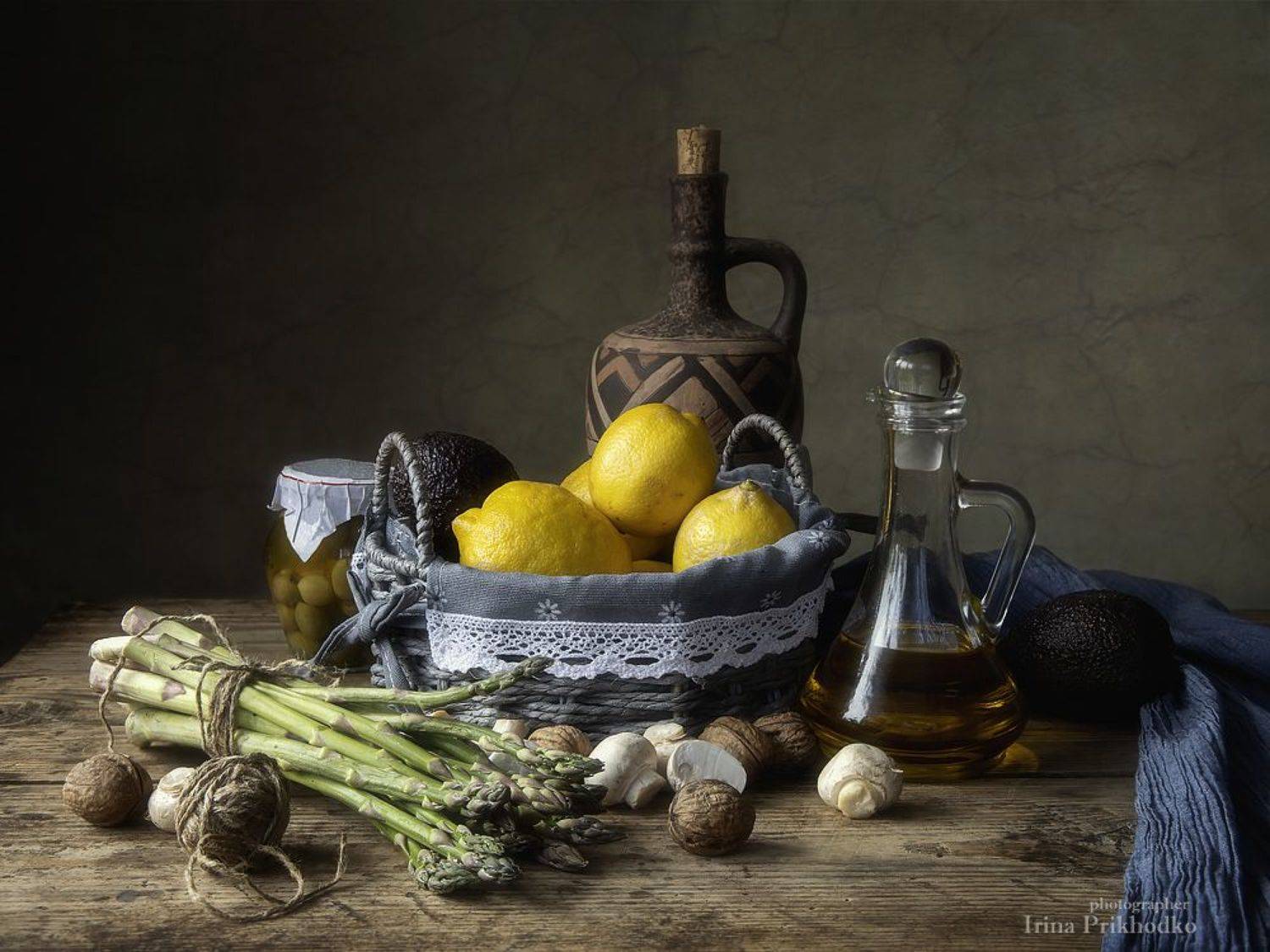 натюрморт, винтажный, овощи, фрукты, спаржа, Ирина Приходько