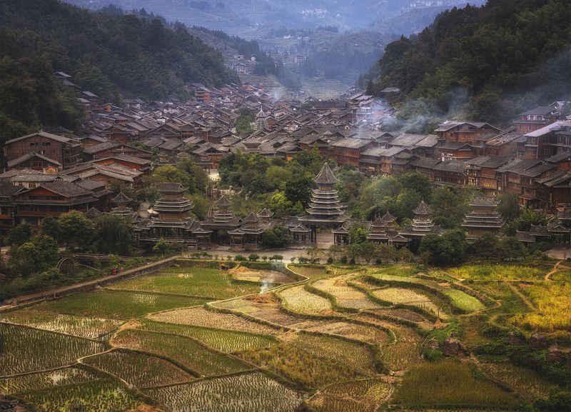 village, china, деревня, китай Деревня Zhaoxing Dong фото превью