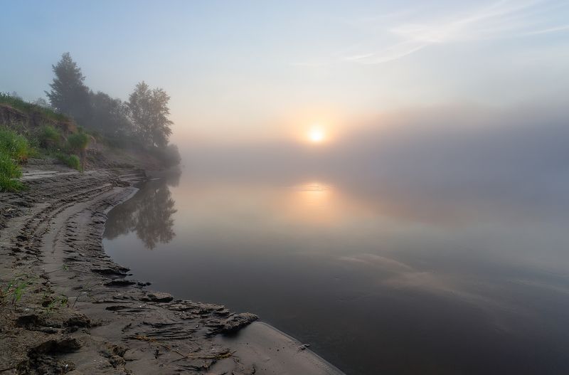 тобол, туман, лето, утро, река, тишина Туманное. фото превью
