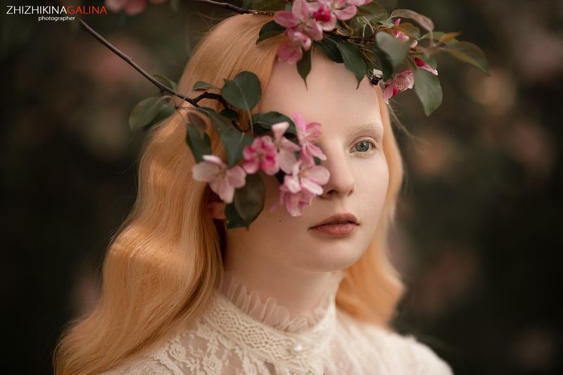 девушка, лицо, портрет, цветение, блондинка, portrait, face, beauty, girl, фотограф, москва Яблоня в цвету фото превью