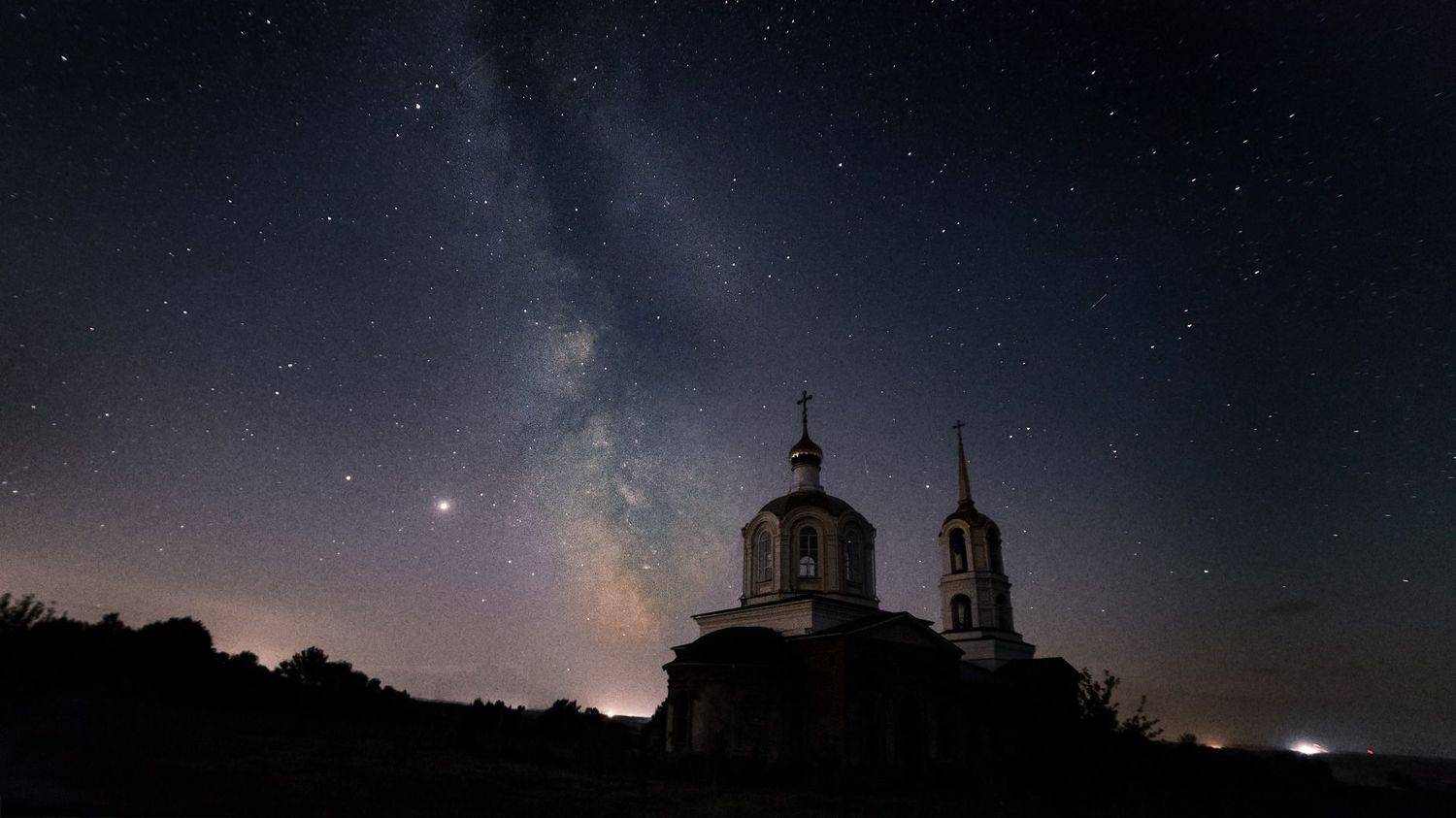 astrophoto, milky way, night, ночь, млечный путь, пейзаж, church, церковь, Алексей Юденков