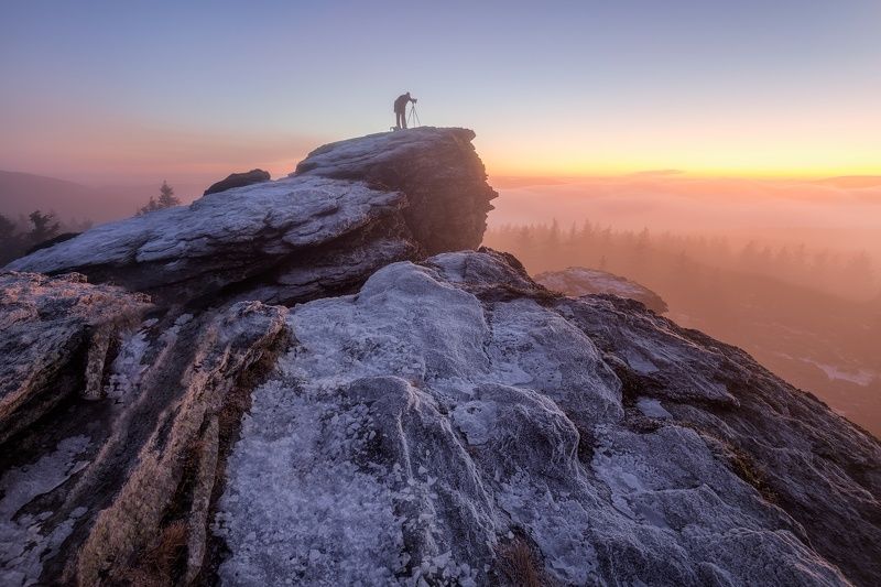 landscape, tree, sunrise, panorama The Moment of Sunrise фото превью