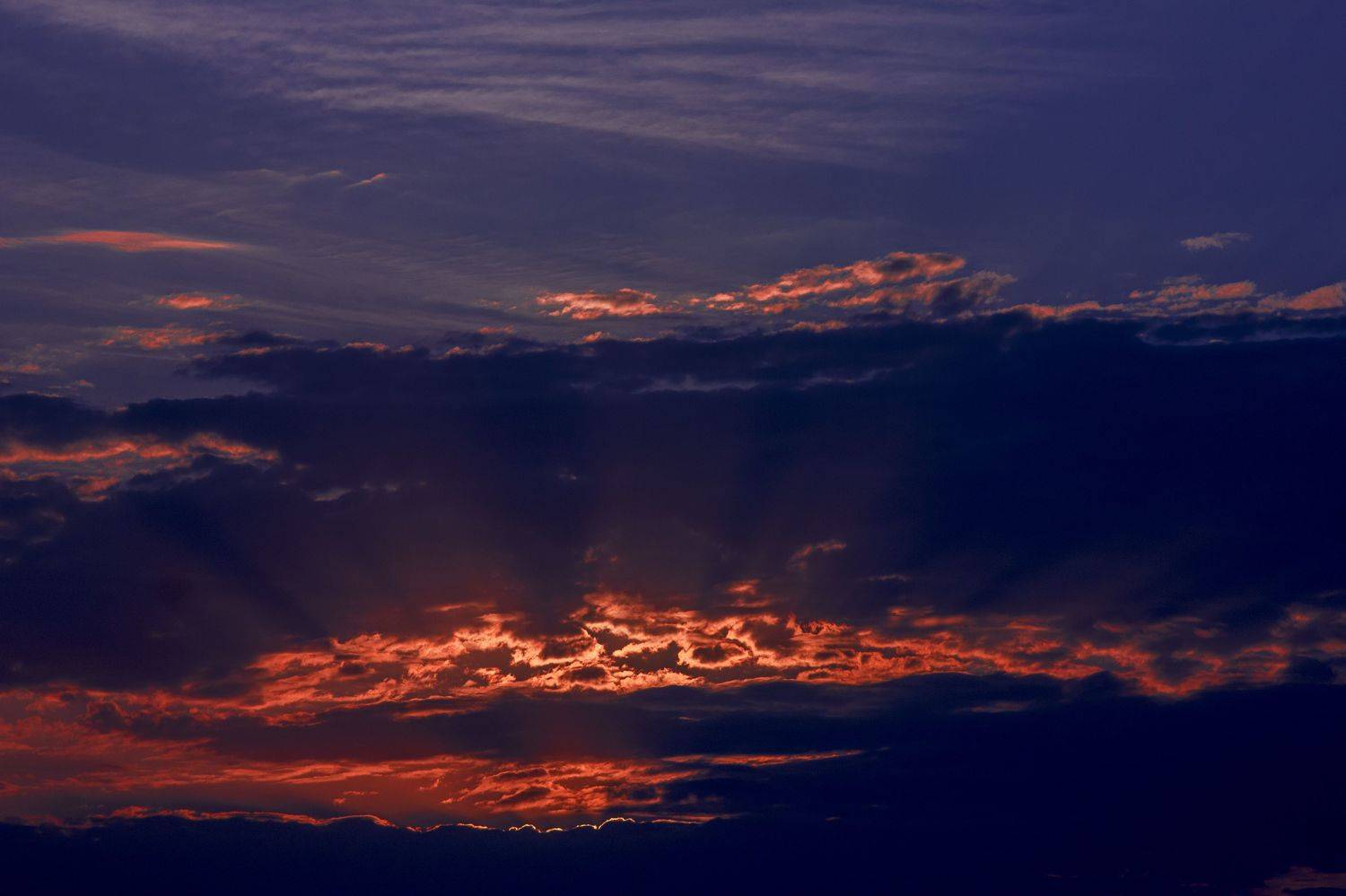 природа, вечер, закат, облака, солнце, лучи солнца, Александр Кожухов