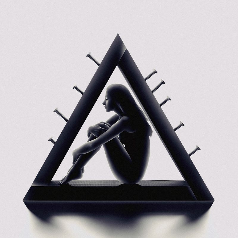 silhouette, dark, light, conceptual, fine art, art, shield, nail, woman, female, portrait, surreal, triangle The Shield фото превью
