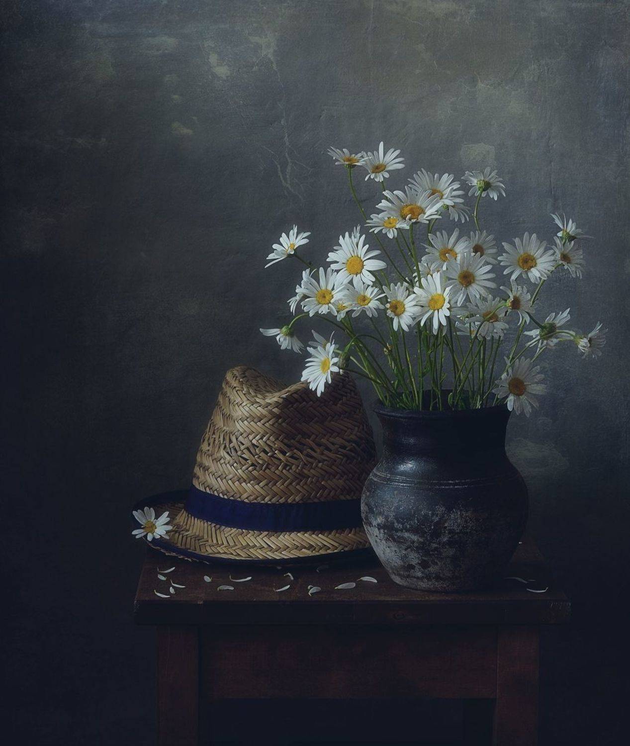 натюрморт,ромашки,букет,цветы,шляпа, Наталия К