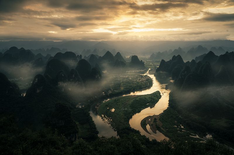 sunrise;, china;, guilin Sunrise of Xionggong mountain фото превью