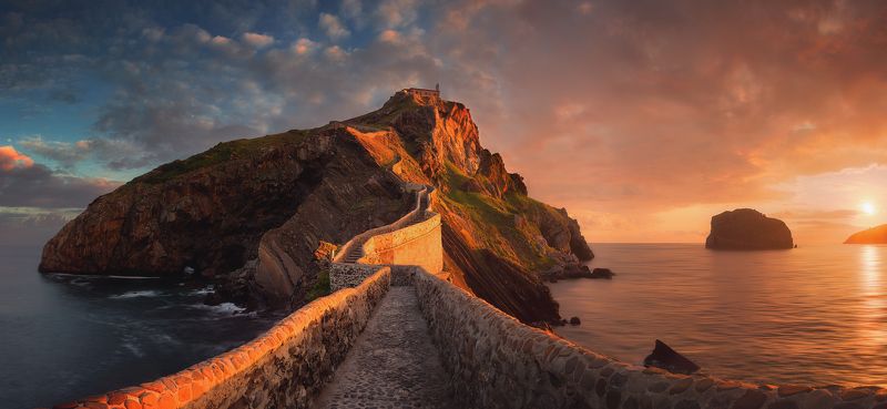 панорама, остров, gaztelugatxe, лето, испания, море, basque, бискайя, bizkaia Gaztelugatxe фото превью