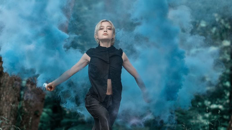 цветной дым, акробатика Дымовые фонтаны фото превью