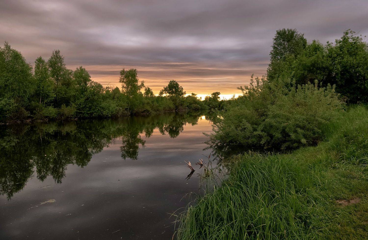 вечер.,река, закат., Марина Фомина