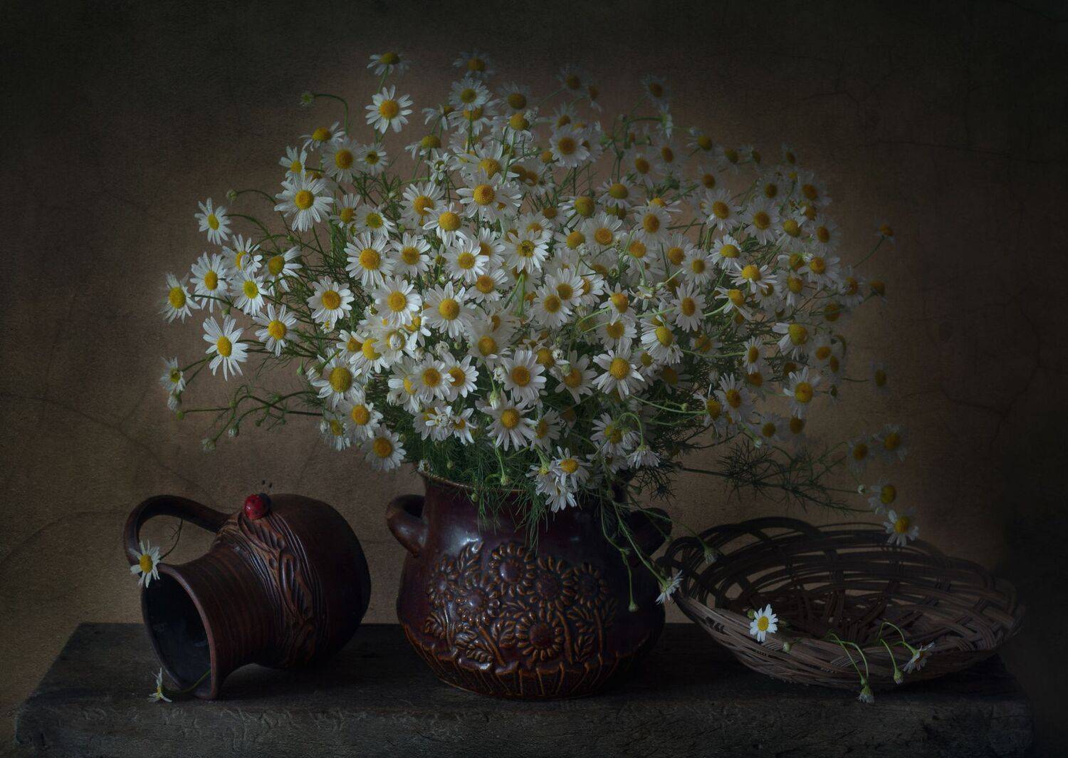 ромашки,вечер,кувшин,натюрморт, Елена Брежицкая