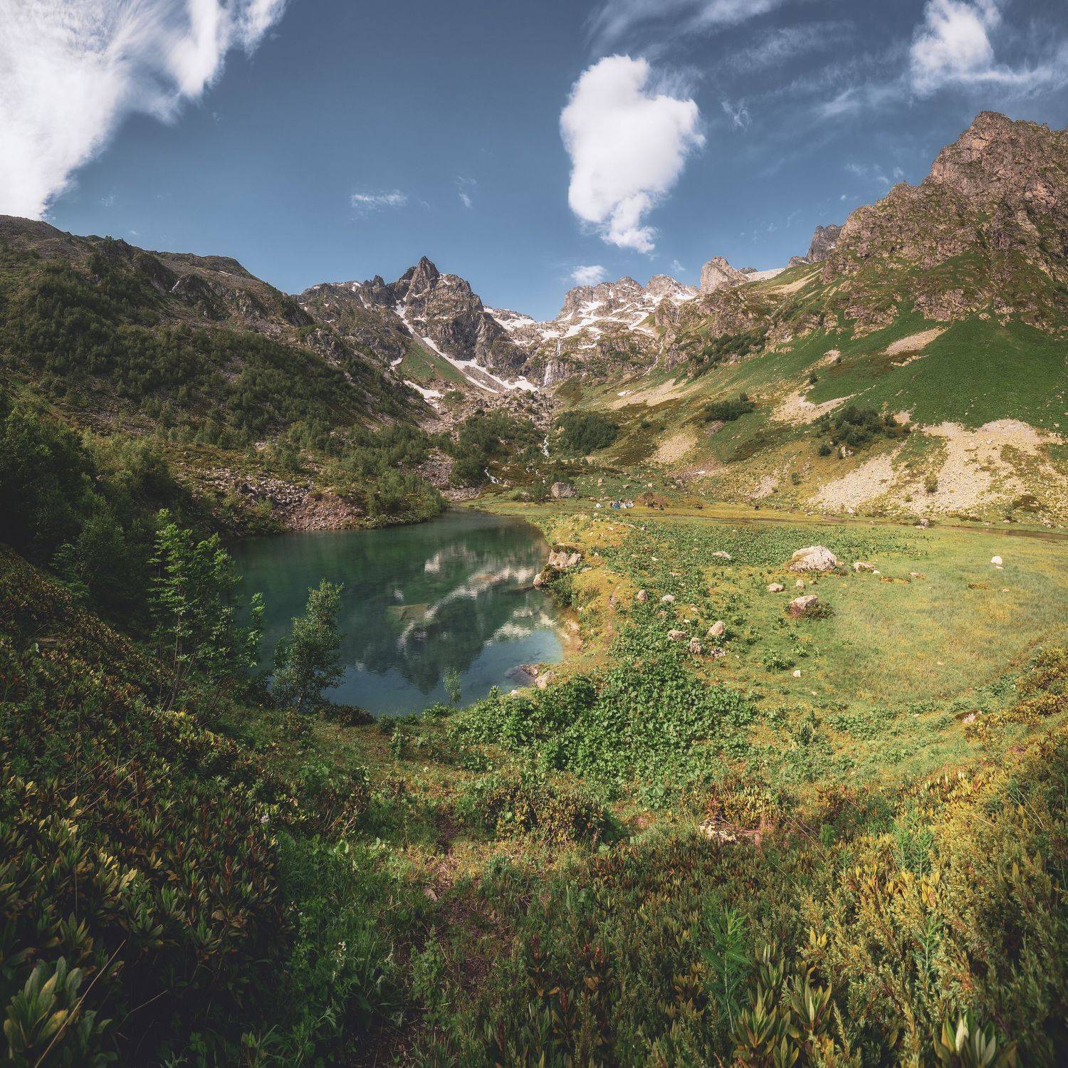 mountains sky clouds plateau range landscape summer rock caucasus arkhyz lake, Егор Бугримов
