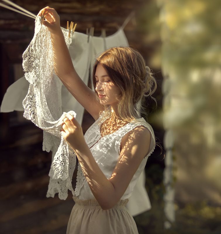 солнце лето деревня девушка счастье canon тюль рисунок Лето в деревне фото превью