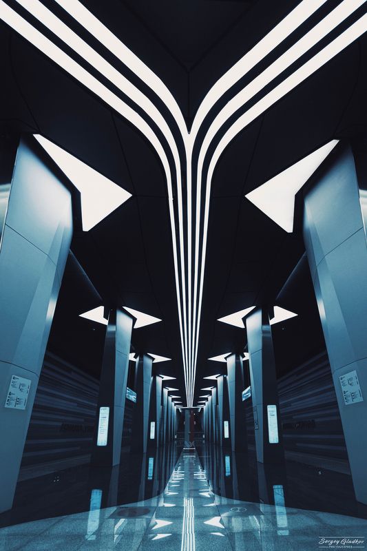 geometry, lines, subway, underground, metro, light, architecture, city, urban, Moscow, Russia  Авиамоторная фото превью