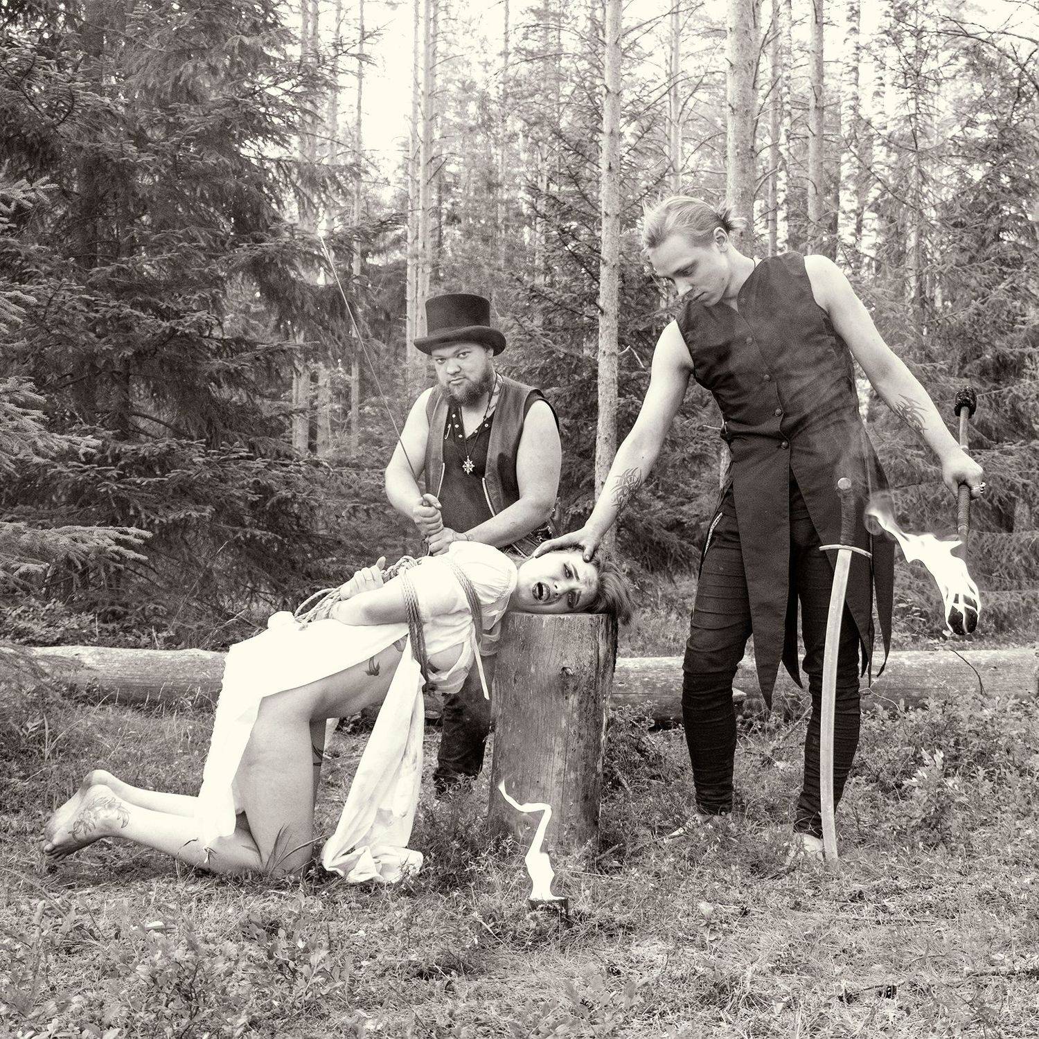 old photo, witch hunters, execution, woman on her knees, inequality, toxicity, abuse, feminism, men, nude, Aleksandr Shvedov