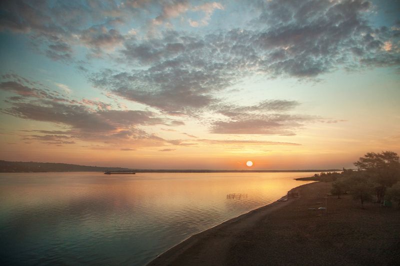 пейзаж рассвет россия Landschaft Himmel Sonnenaufgang Рассвет над Волгой фото превью