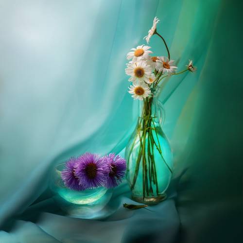 Бирюзовый мир и ромашки...