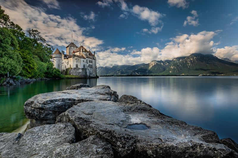 замок, пейзаж, история, швейцария, озеро, горы Château de Chillon фото превью