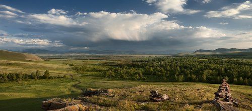 Панорама хакасской степи