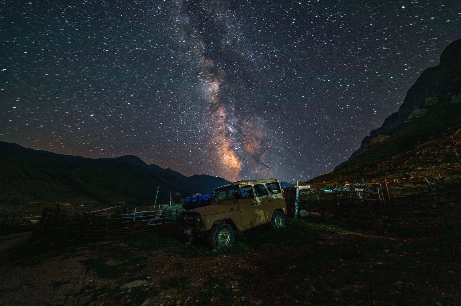 mountains sky clouds suv rage landscape night rock caucasus milkyway, Егор Бугримов