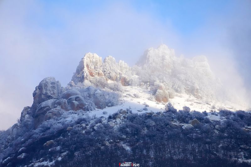 landscape, winter, mountain, color, nature, snow, Russia, Crimea Demerdji фото превью
