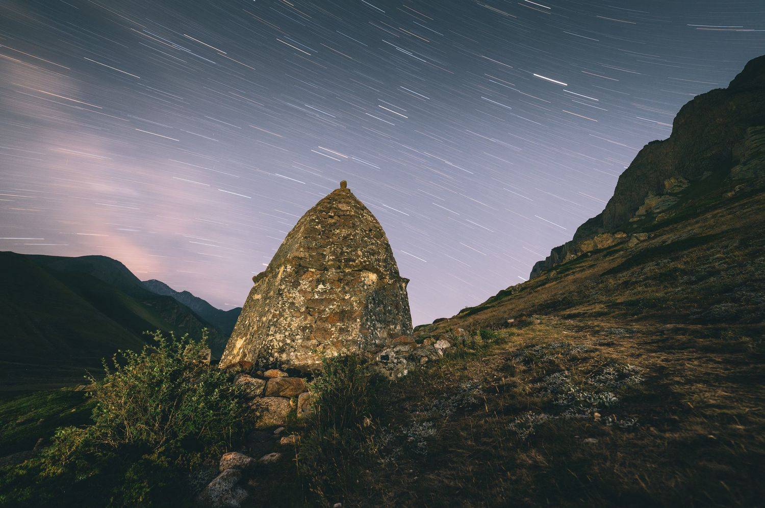mountains sky clouds plateau range landscape tomb grave night rock caucasus, Егор Бугримов
