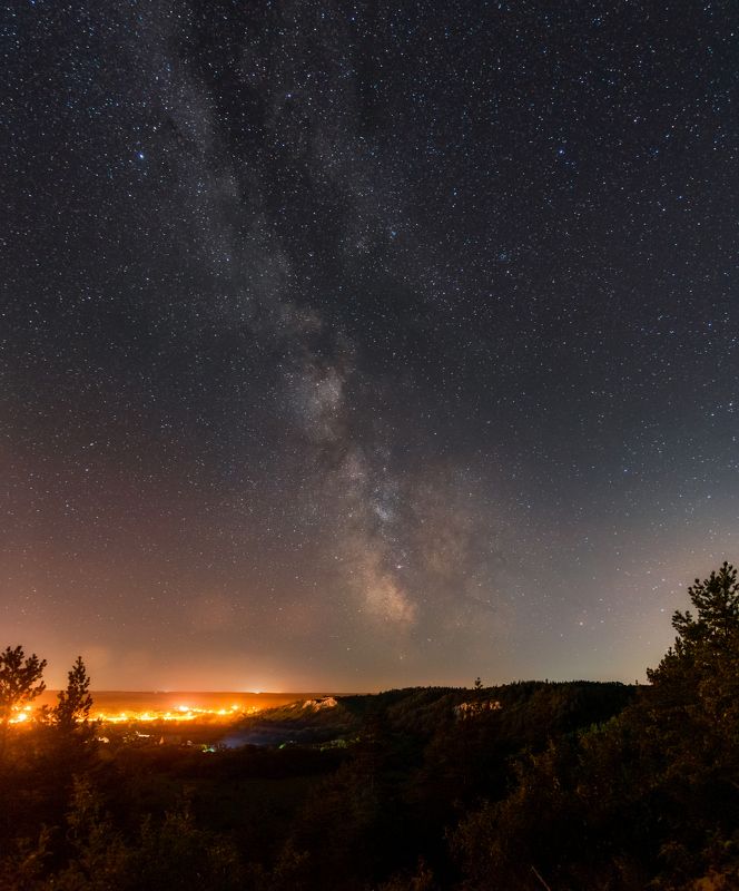 бекарюковский бор, млечный путь, bekaryukovsky forest, milky way Ночь в Бекарюковском бору. фото превью