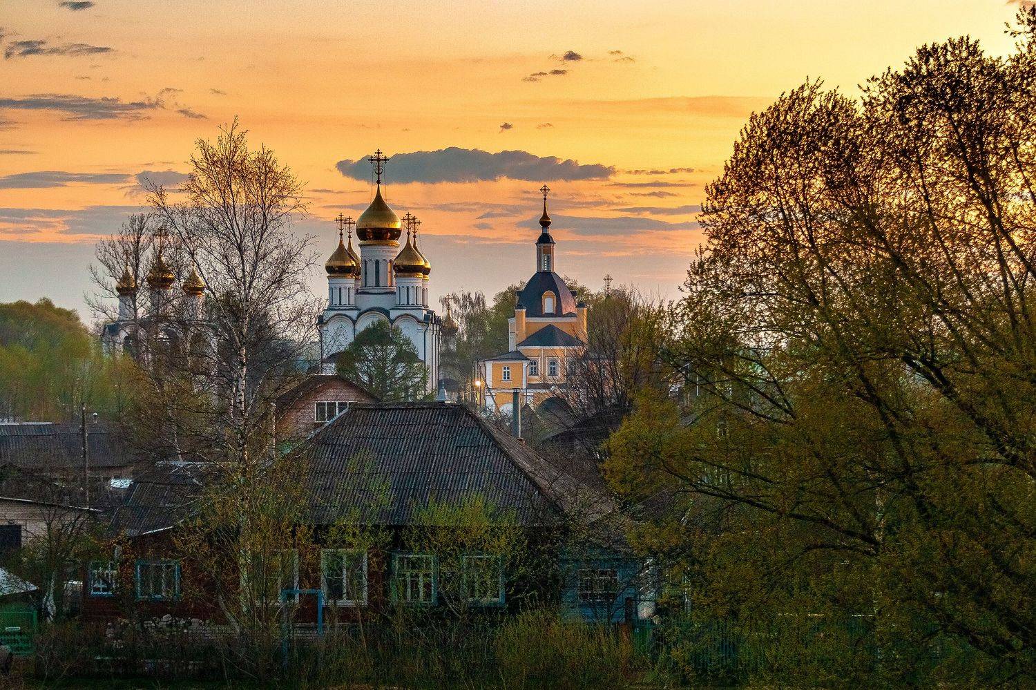 вечер, закат, город, пейзаж, Александр Игнатьев