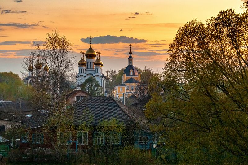 вечер, закат, город, пейзаж Закат в Переславле-Залесском фото превью