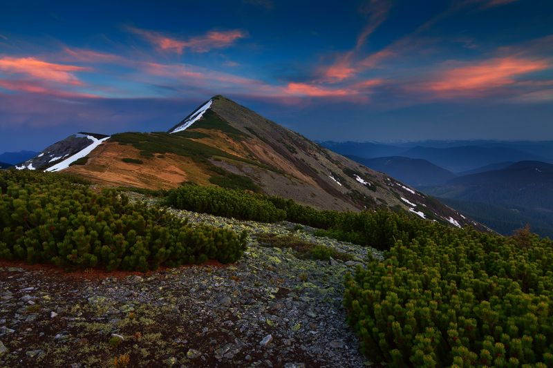 Горгани, Украина, Сивуля, горы, лето, Gorgany, Ukraine, Syvulya, dusk, mountains, sky, peak, outdoor, travel, hiking, clouds, evening Велика Сивуля фото превью