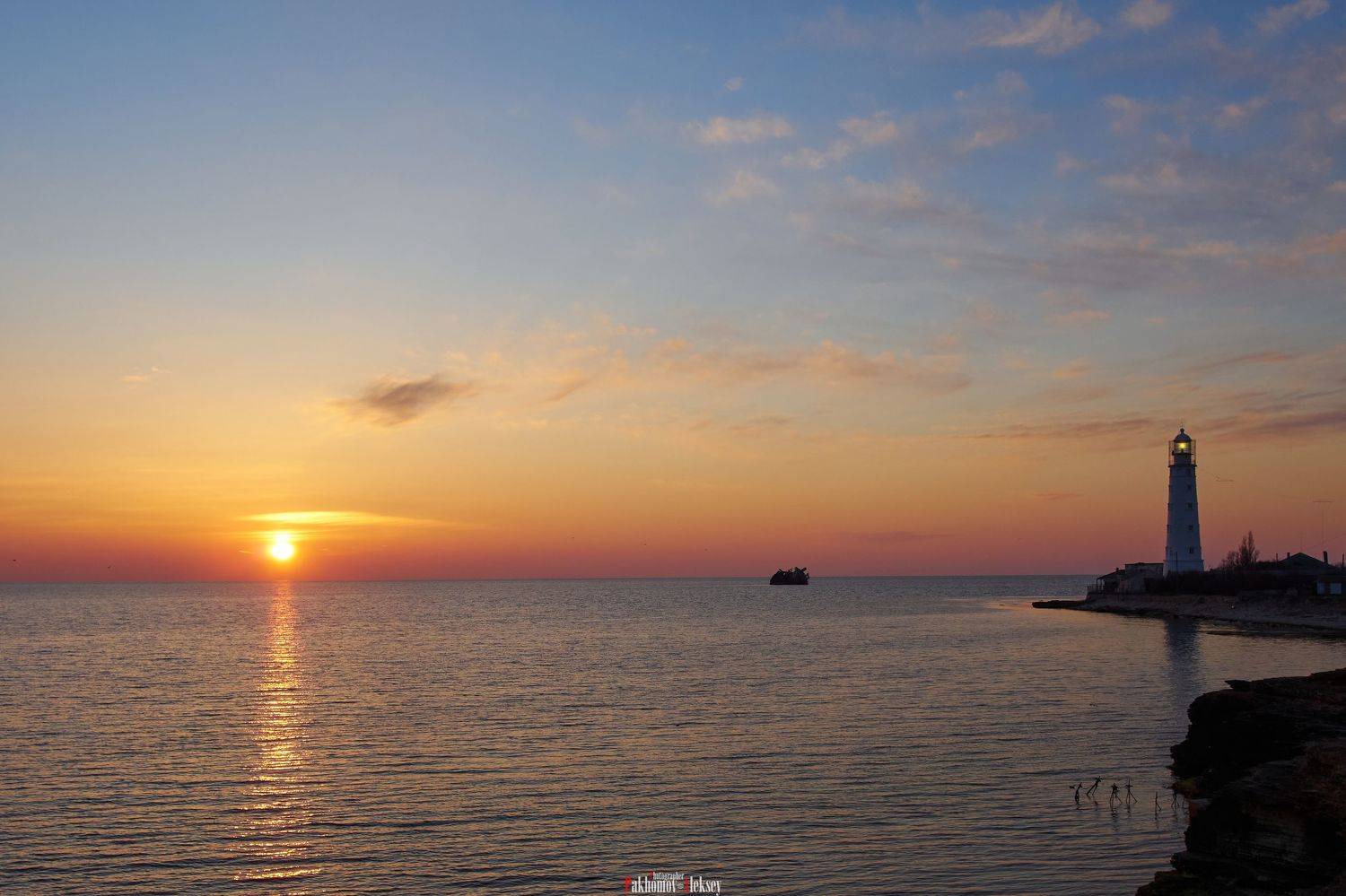 landscape, nature, color, crimea, russia, outdoor, sunset, lighthouse, sea, Aleksey Pakhomov