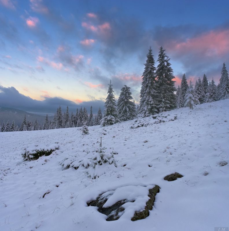 горы, снег, утро, елки, облака, пейзаж, карпаты, черногора, полонына, туркул, осень, путешествие, morning, autumn, landscape, carpathian mountains, trees, snow, stone, clouds, light, sky, cold, travel, carpathians, turkul, valley *** фото превью