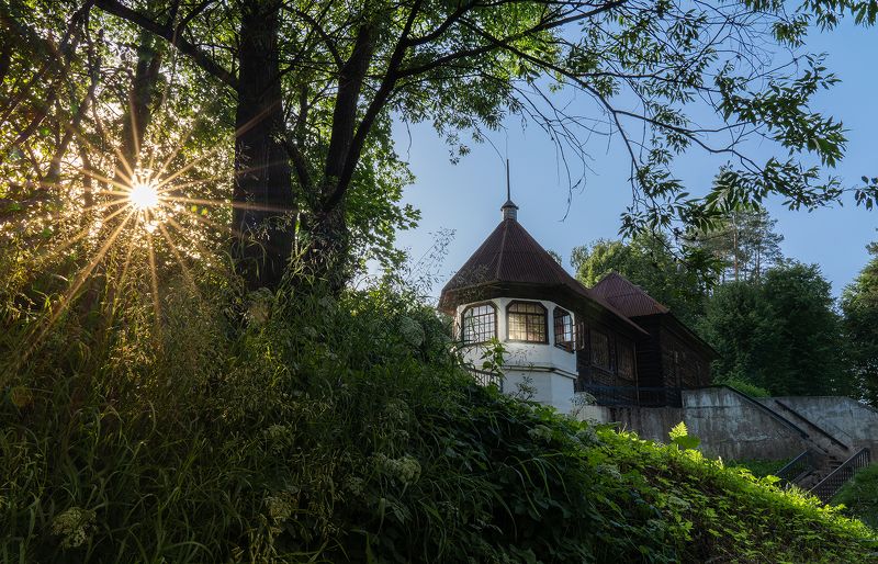 солнце, закат, лучи, лето, домик, пейзаж Летнее... фото превью