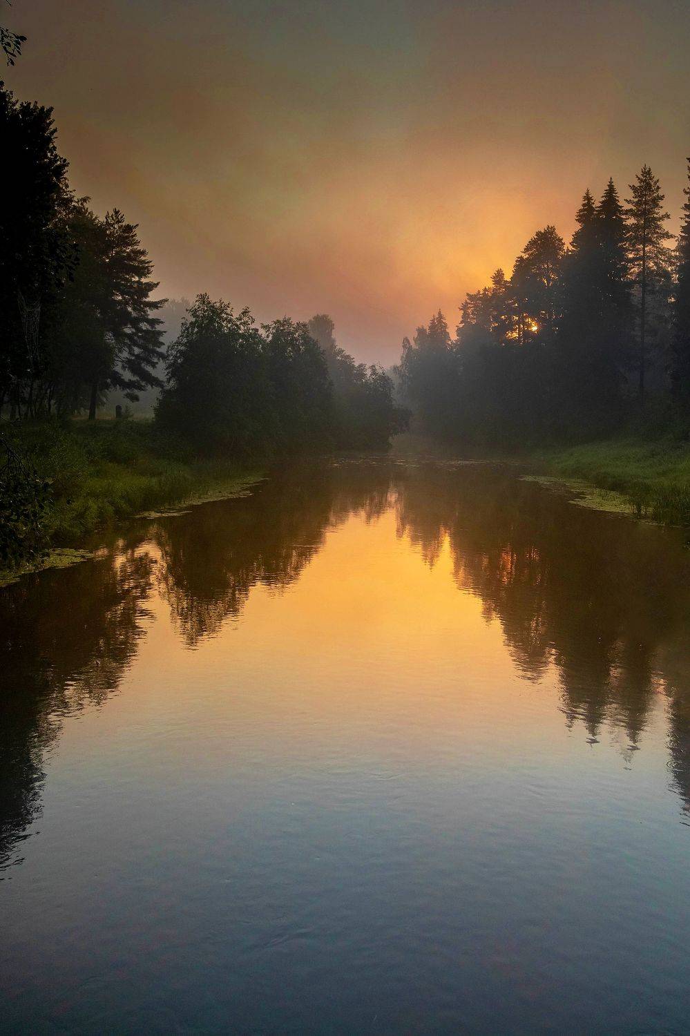 пейзаж, природа, утро, рассвет, река, небо, Александр Игнатьев