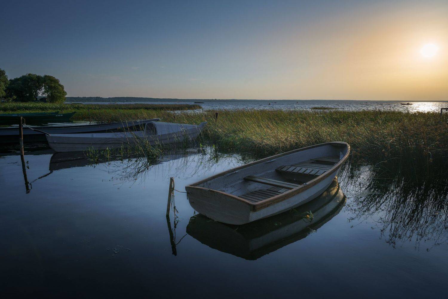 озеро,закат,лодки, Григорий Бельцев