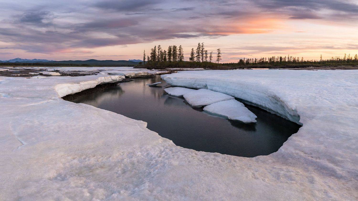 якутия, саха, россия, лето, лёд, река, сумерки, панорама, природа, пейзаж, yakutia, sakha, russia, summer, ice, river, dusk, panorama, nature, landscape, Алексей Королёв