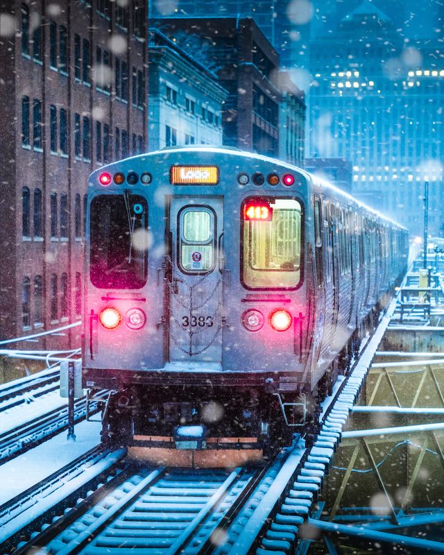 chicago, winter, snow, train Snowy city days фото превью
