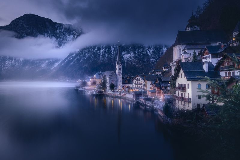 hallstatt, moody, foggy, Moody Hallstatt фото превью
