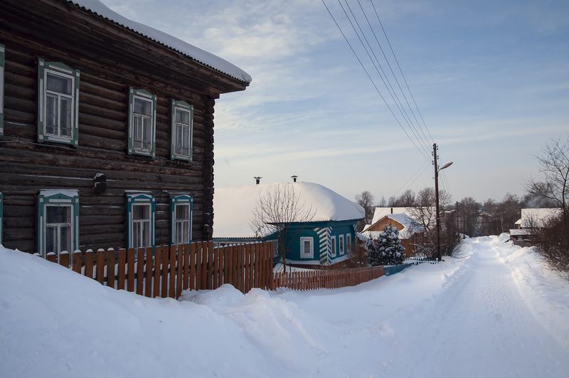 деревня, зима, пейзаж Зимняя улочка фото превью