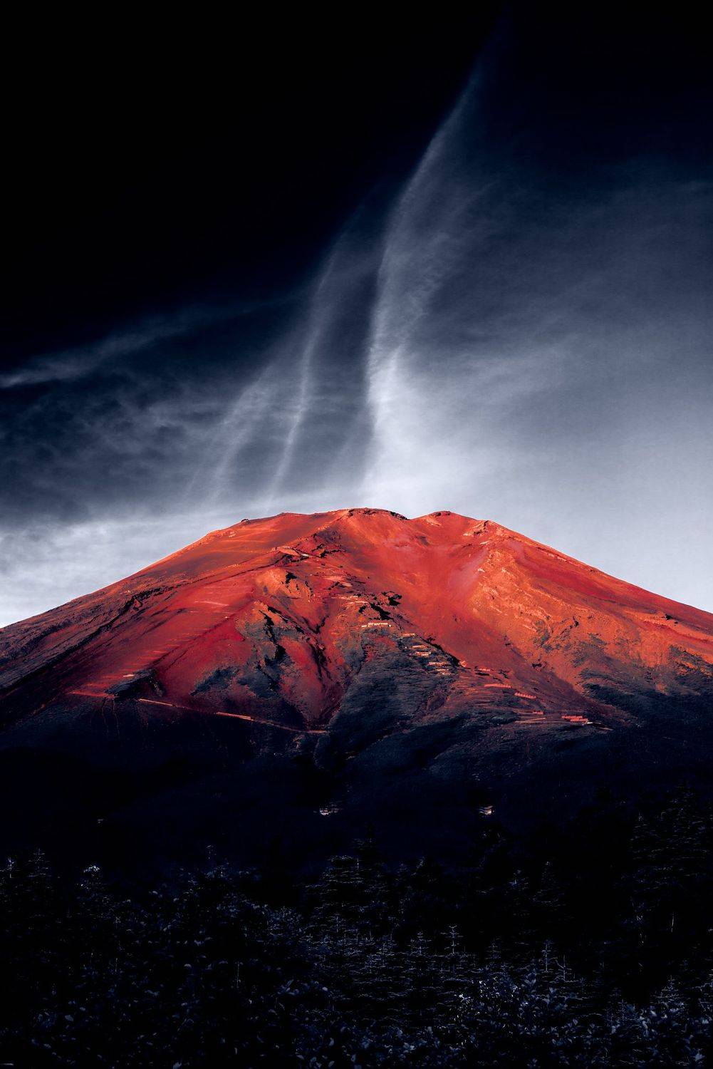 Fuji,mountain,red,cloud,Japan, Takashi