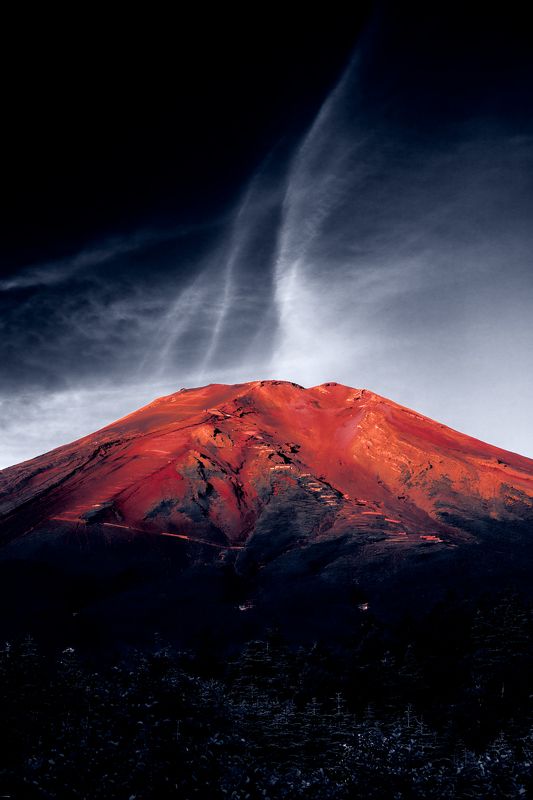 Fuji,mountain,red,cloud,Japan Breath of Mount Fuji фото превью