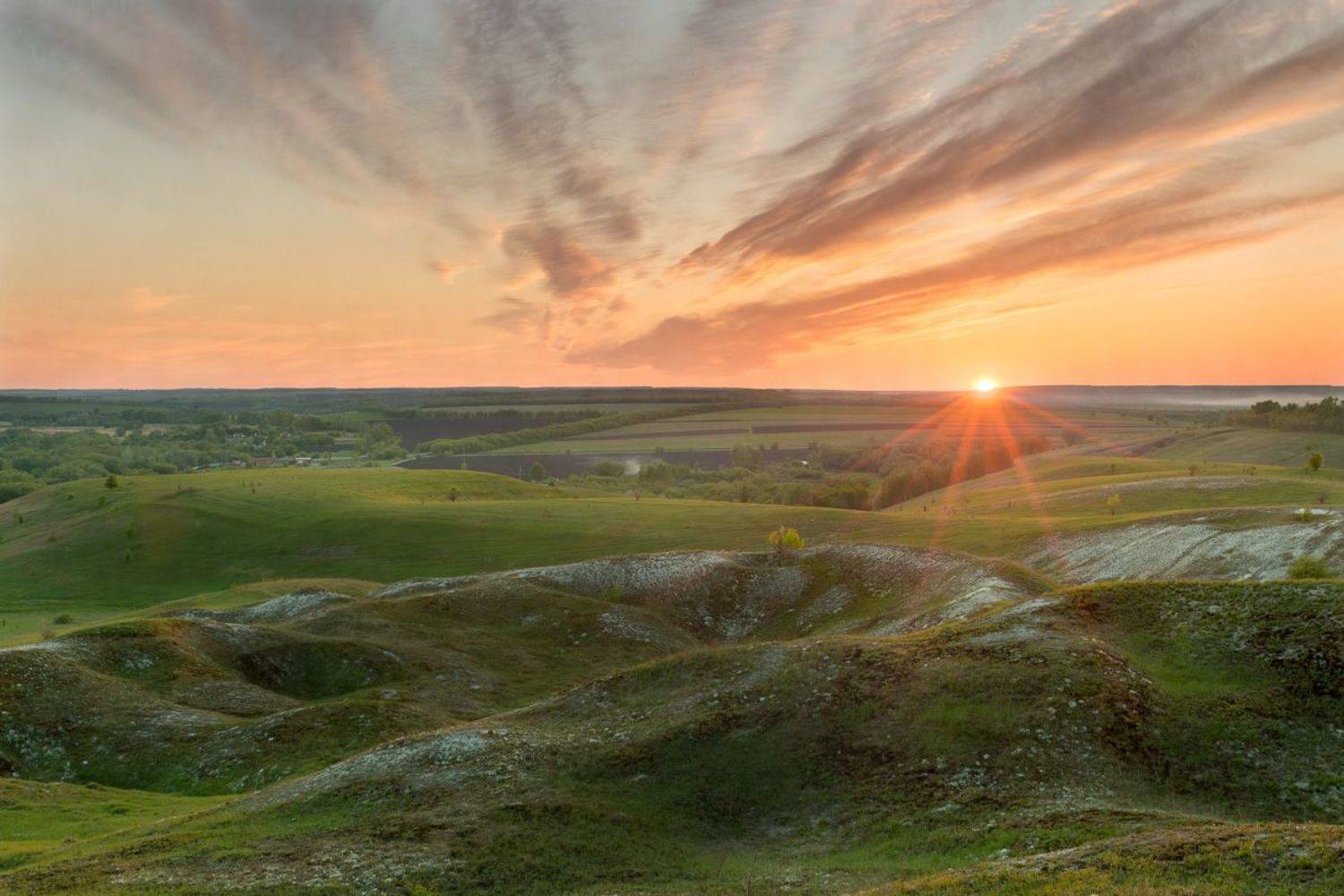 пейзаж, закат, весна, степь, мел, холмы, chalk hills, Алексей Юденков