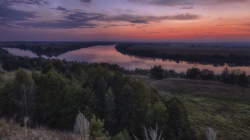 ночь,слияние рек, блики заката. Там,где крест стоит... фото превью