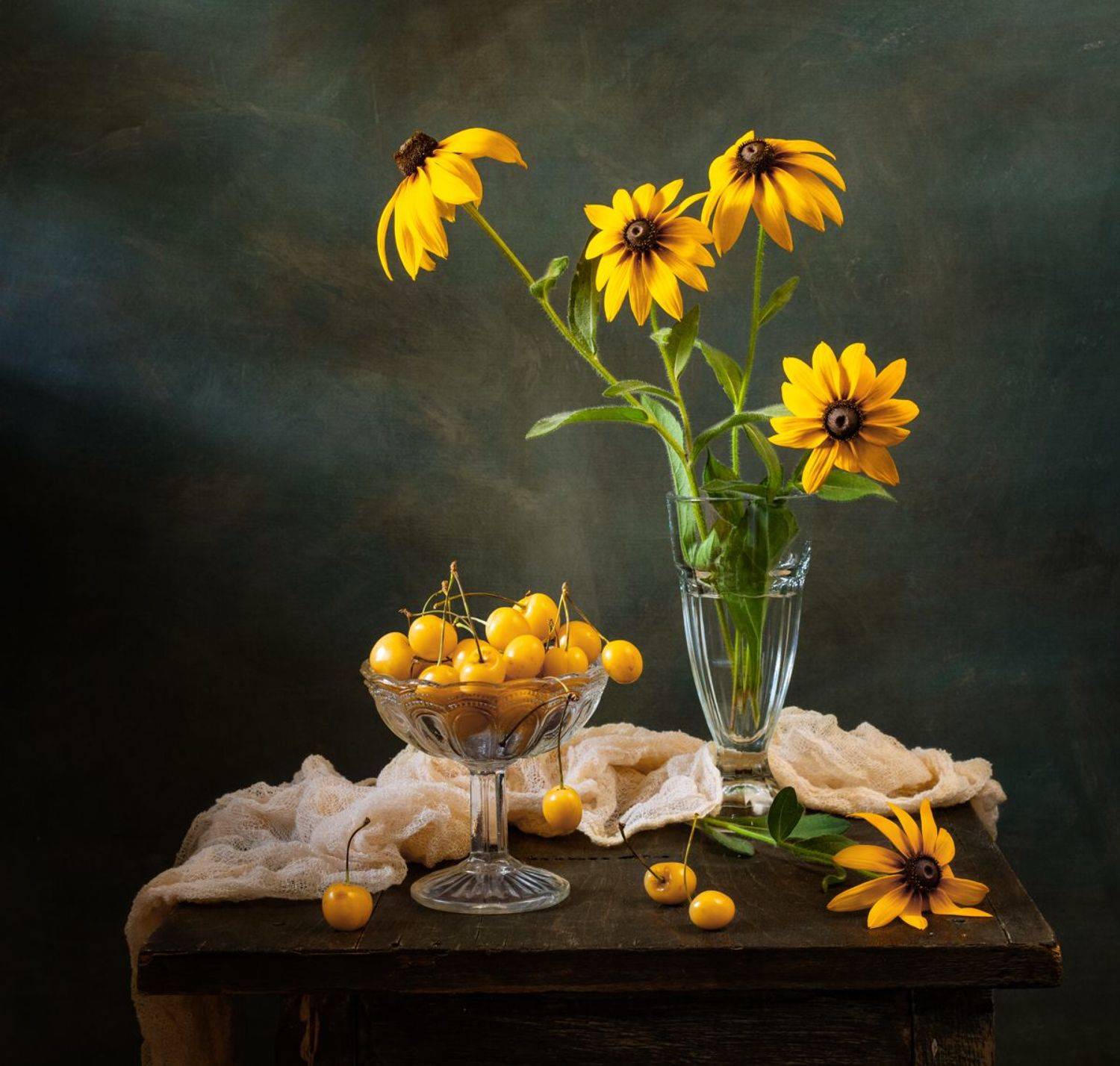 натюрморт, цветы, рудбекия, Оля