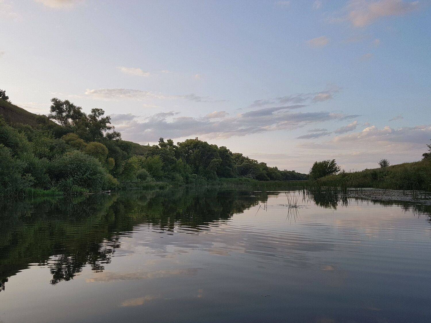 река утро пейзаж облака, Александр Березуцкий