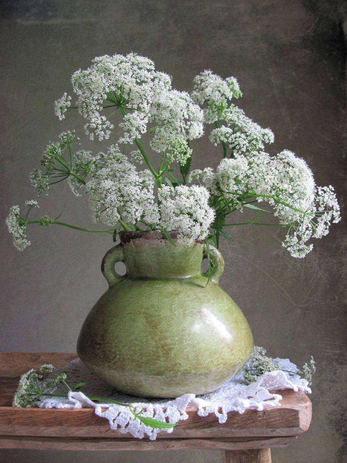 цветы, букет, сныть, керамика, салфетка, Наталия Тихомирова