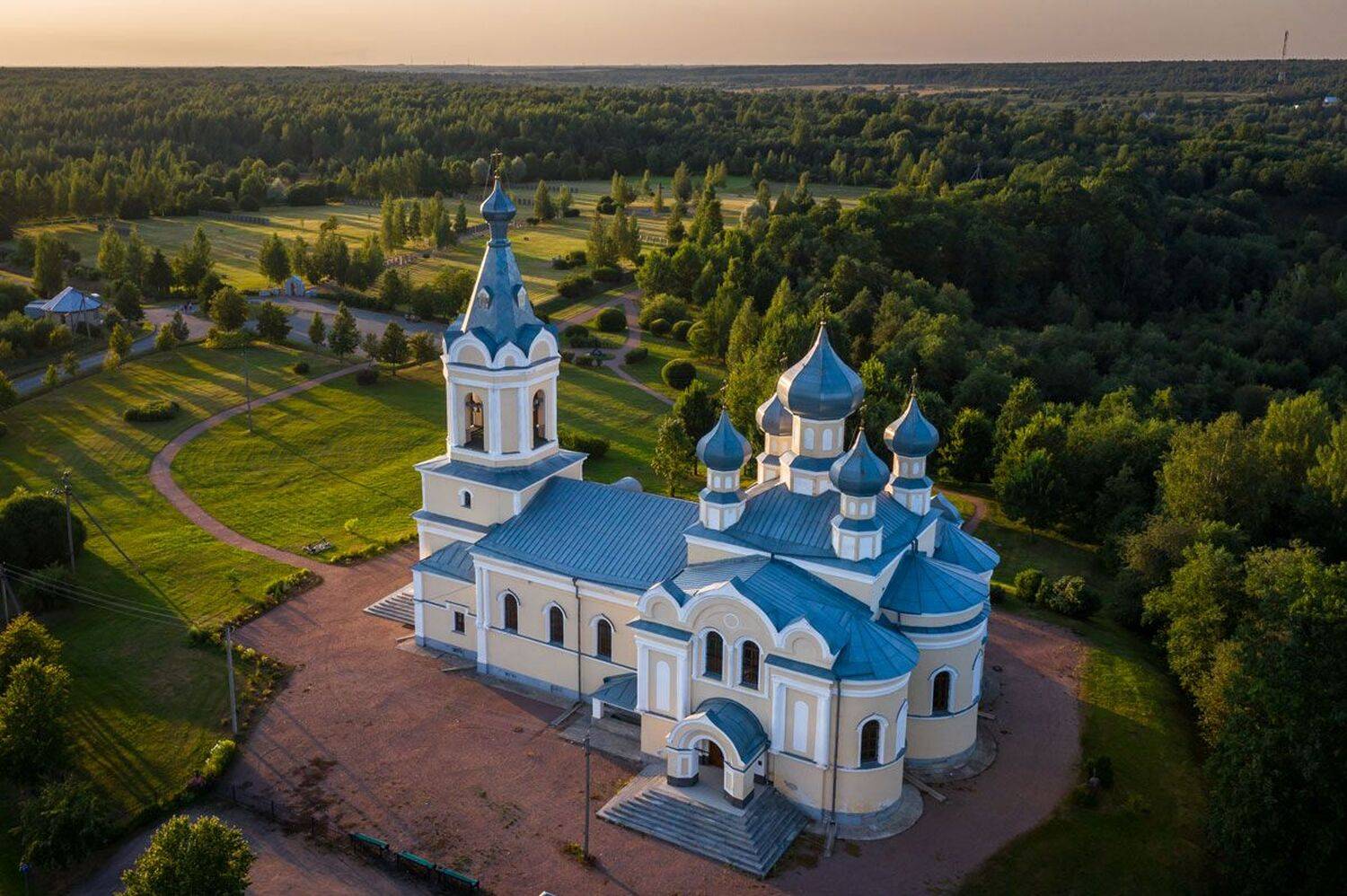 церковь, закат, ленобласть, лето, пейзаж, дрон, Вячеслав Мельников