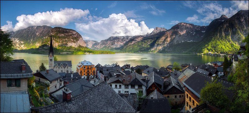 Австрия. Панорама городка Hallstatt фото превью